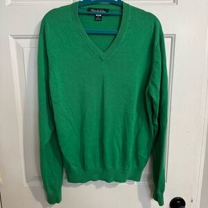 Brooks Brothers Green V-Neck Men's Sweater Silk and Cotton